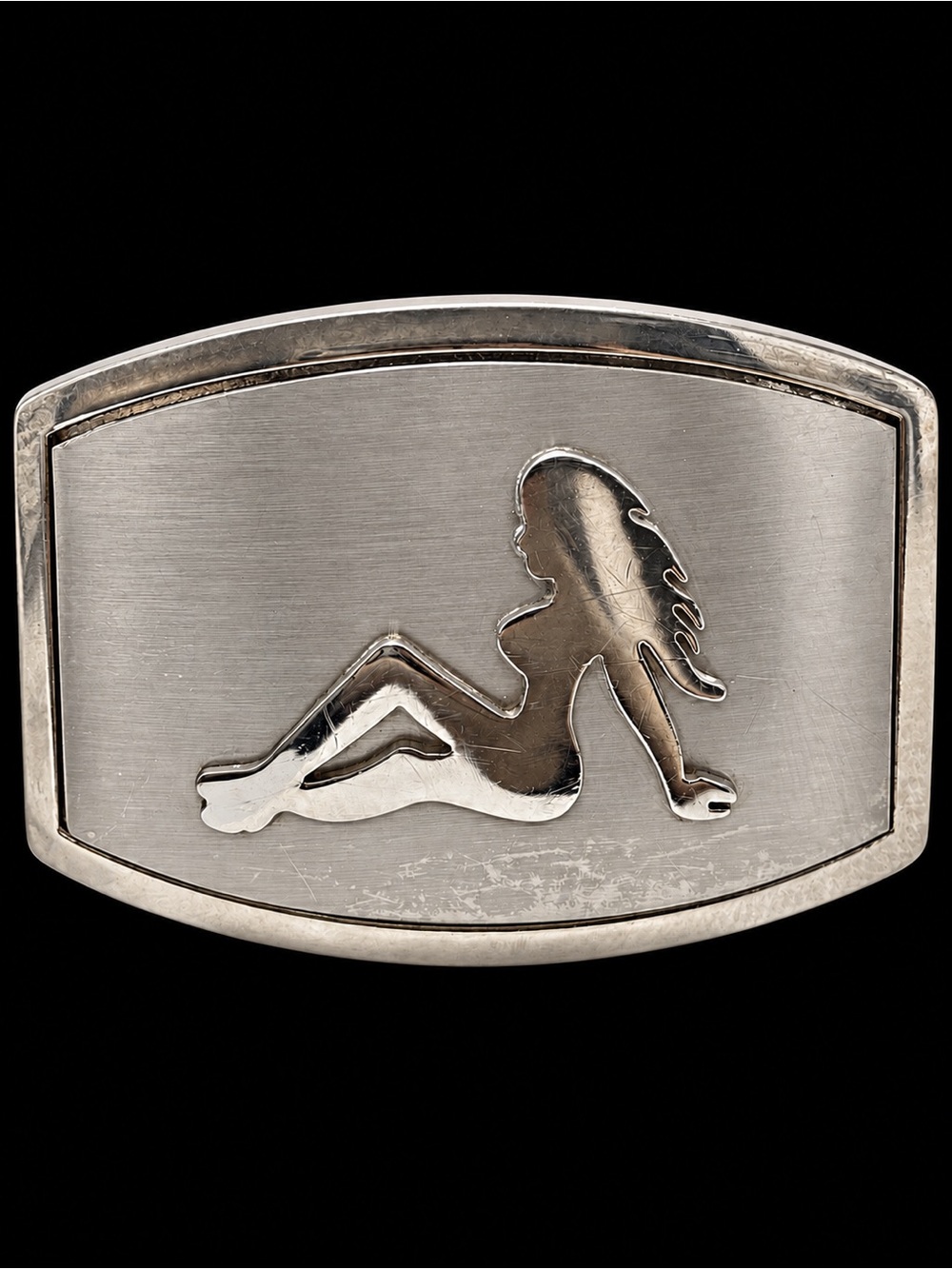 Vintage Lady Silhouette Mudflap Girl Large Belt Buckle Biker Trucker